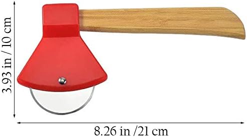 Funny & Cool Axe Pizza Cutter - Unique Men Dad Tool With Steel Сircular Saw, Plastic Cover for Wheel Blade Knife & Bamboo Handle - Cute Kitchen Gadgets Nonstick Stuff Slicer Accessories